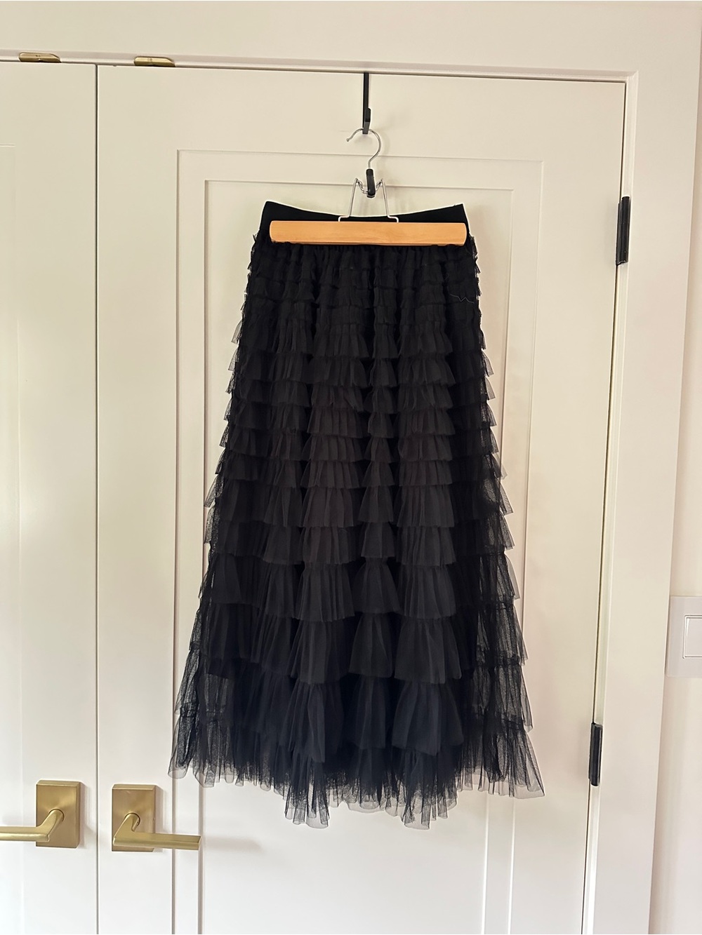 Lolli Pretty Clothing Company Black Tiered Tulle Maxi Skirt NWT Size S